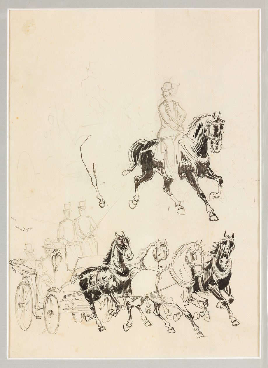 Étude préparatoire pour une calèche et des chevaux - Carlo Casaltoli