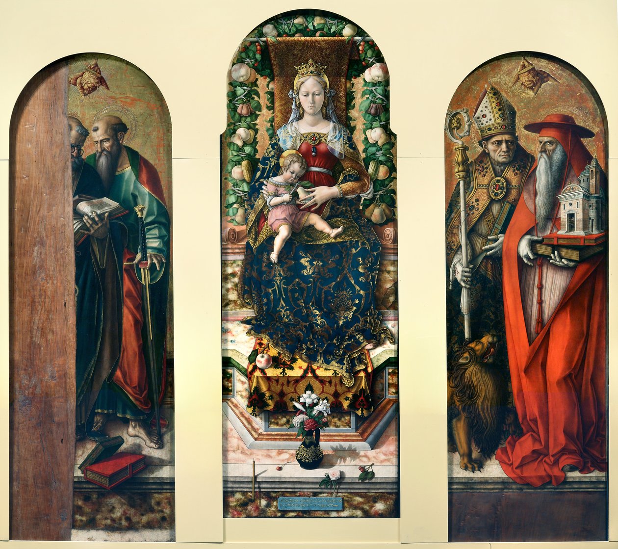 Madone et Enfant et Saints Pierre et Paul, Ansovino et Jérôme - Carlo Crivelli