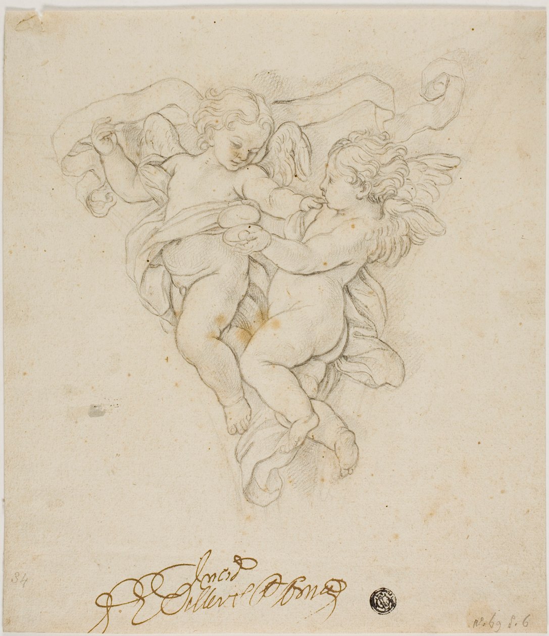 Décoration de pendentif avec deux putti - Carlo Maratti