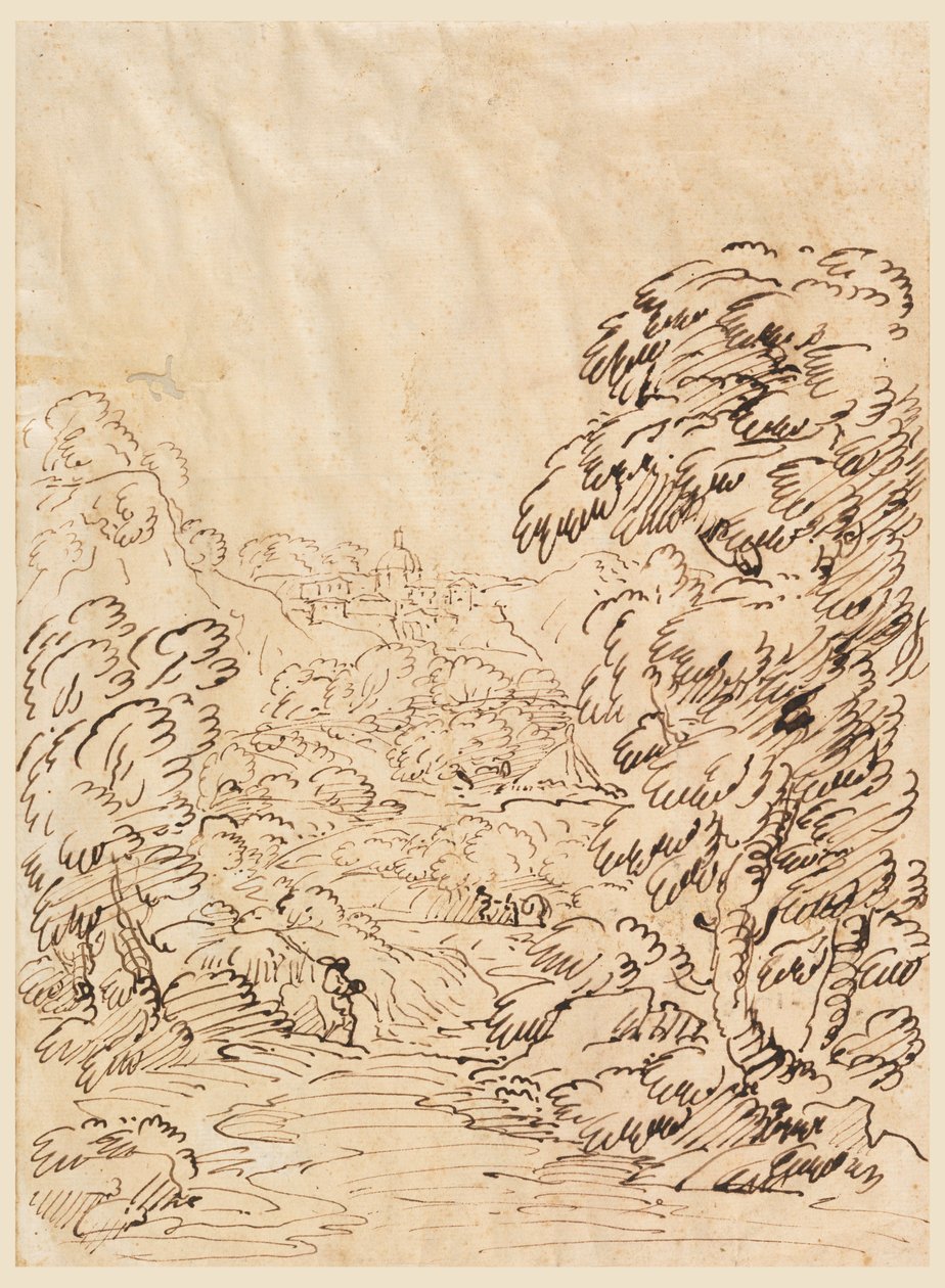 Dessin, route menant à une ville montagneuse, 1750-86 - Carlo Marchionni
