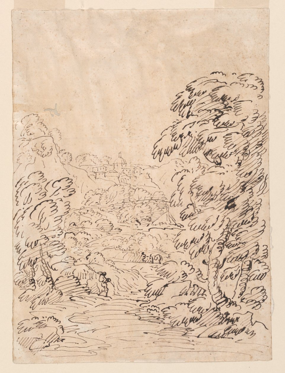 Dessin, route menant à une ville montagneuse, 1750-86 - Carlo Marchionni