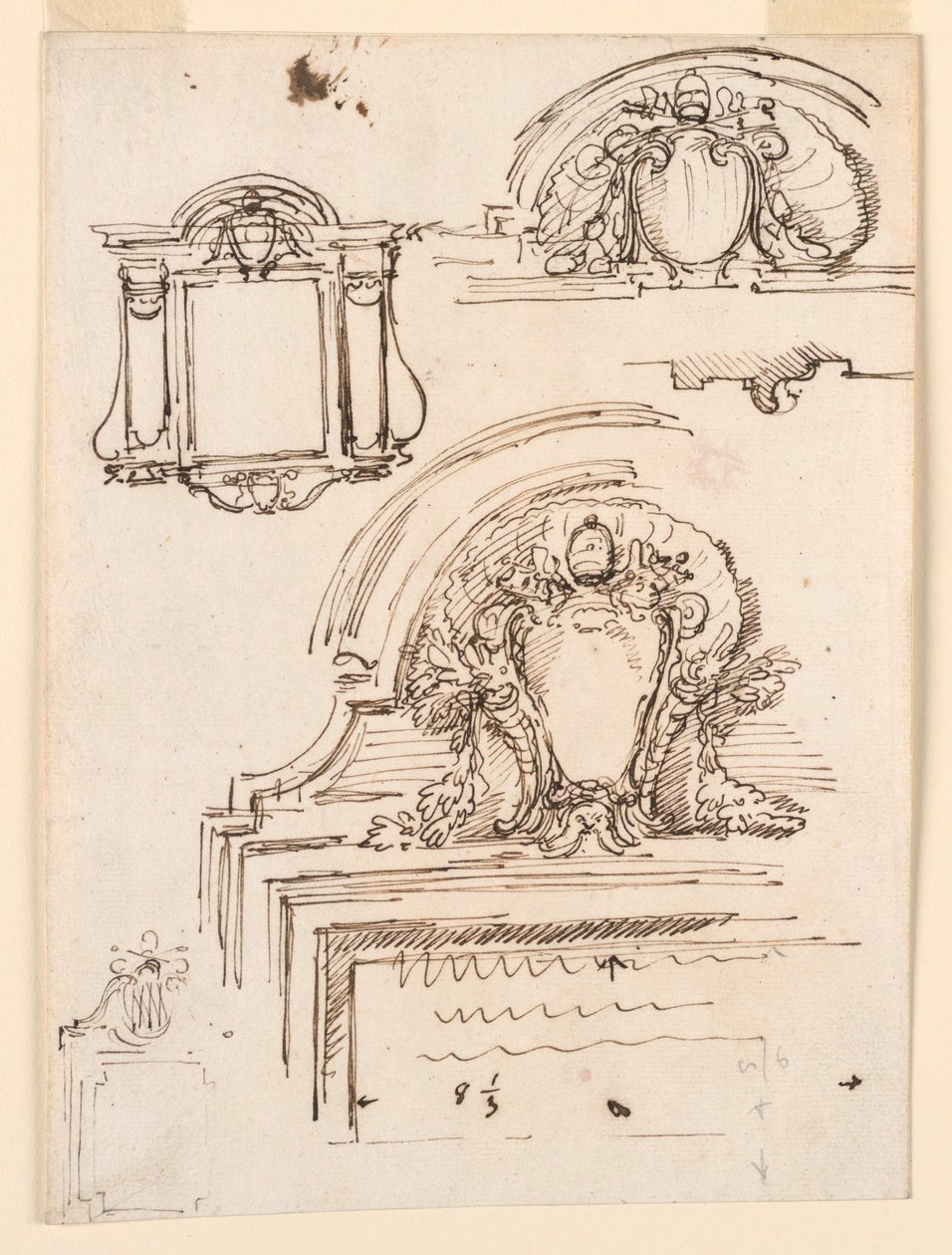 Dessin, Esquisses de cadres pour la sacristie de Saint-Pierre, 1740-58 - Carlo Marchionni