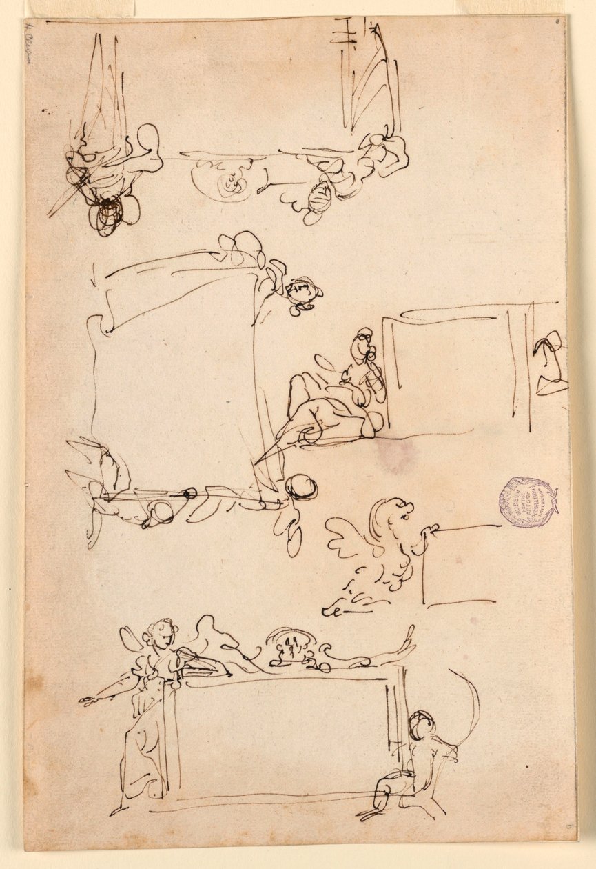 Dessin, Esquisses pour une tablette, vers 1750 - Carlo Marchionni
