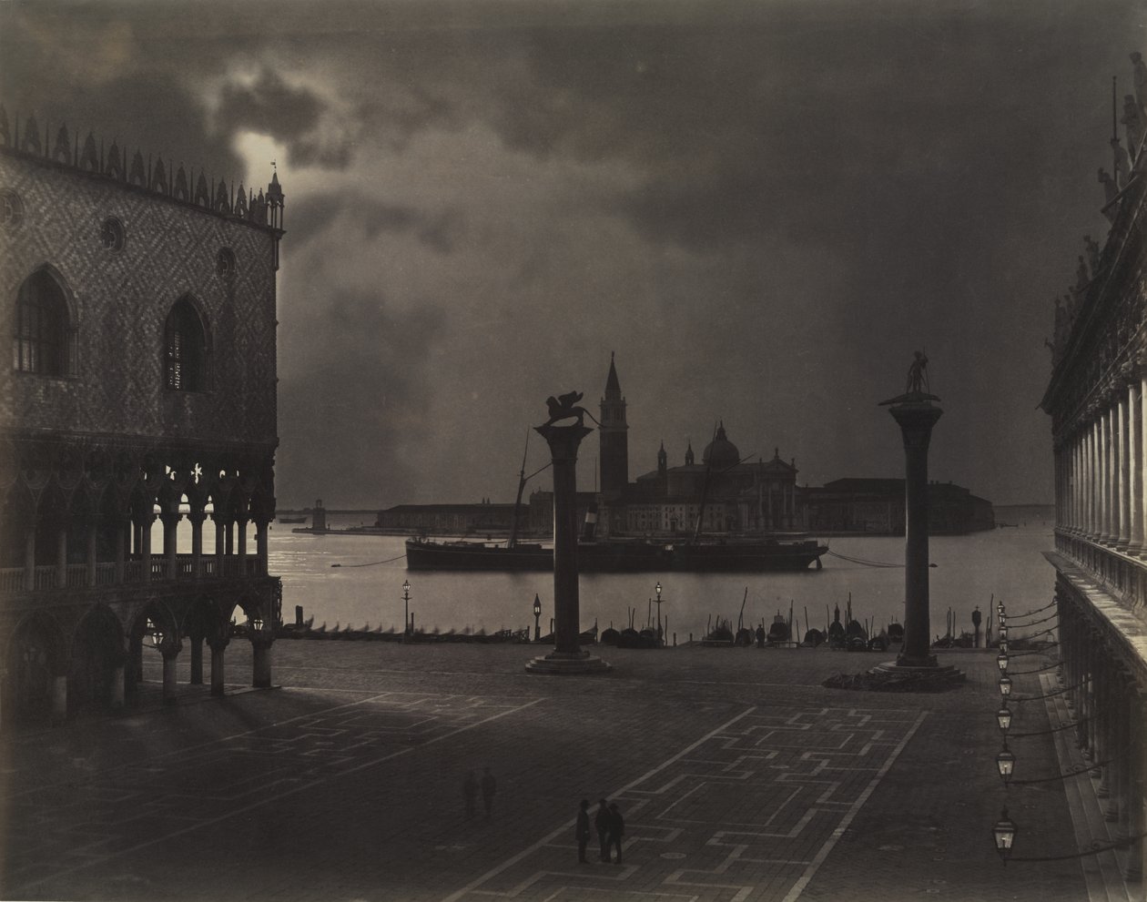 Venise : Saint-Marc regardant vers San Giorgio Maggiore, au clair de lune - Carlo Naya