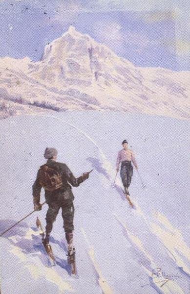 Skieurs sur le mont Rose, Suisse - Carlo Pellegrini