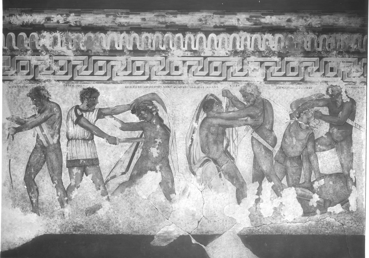 Reconstruction de la peinture murale étrusque dans la Tombe François à Vulci de c.320-280 av. J.-C. - Carlo Ruspi