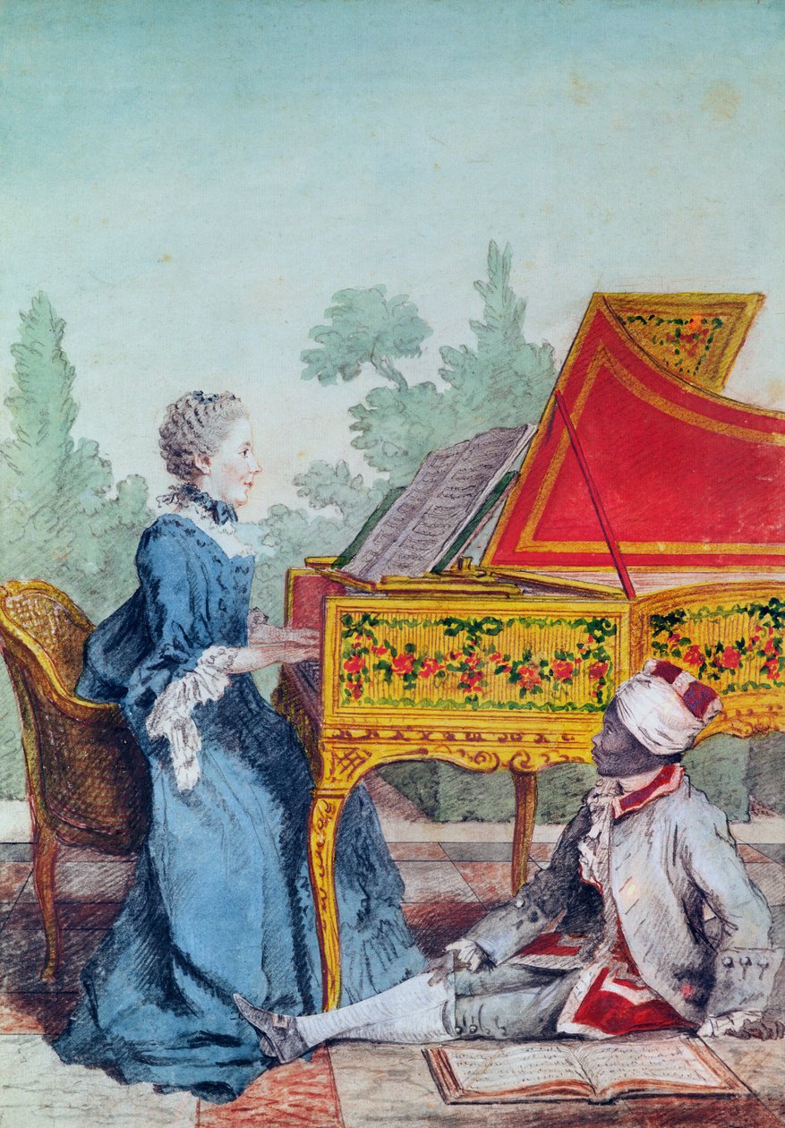 Portrait de Mademoiselle Desgots de Saint-Domingue avec son esclave Laurent - Carmontelle
