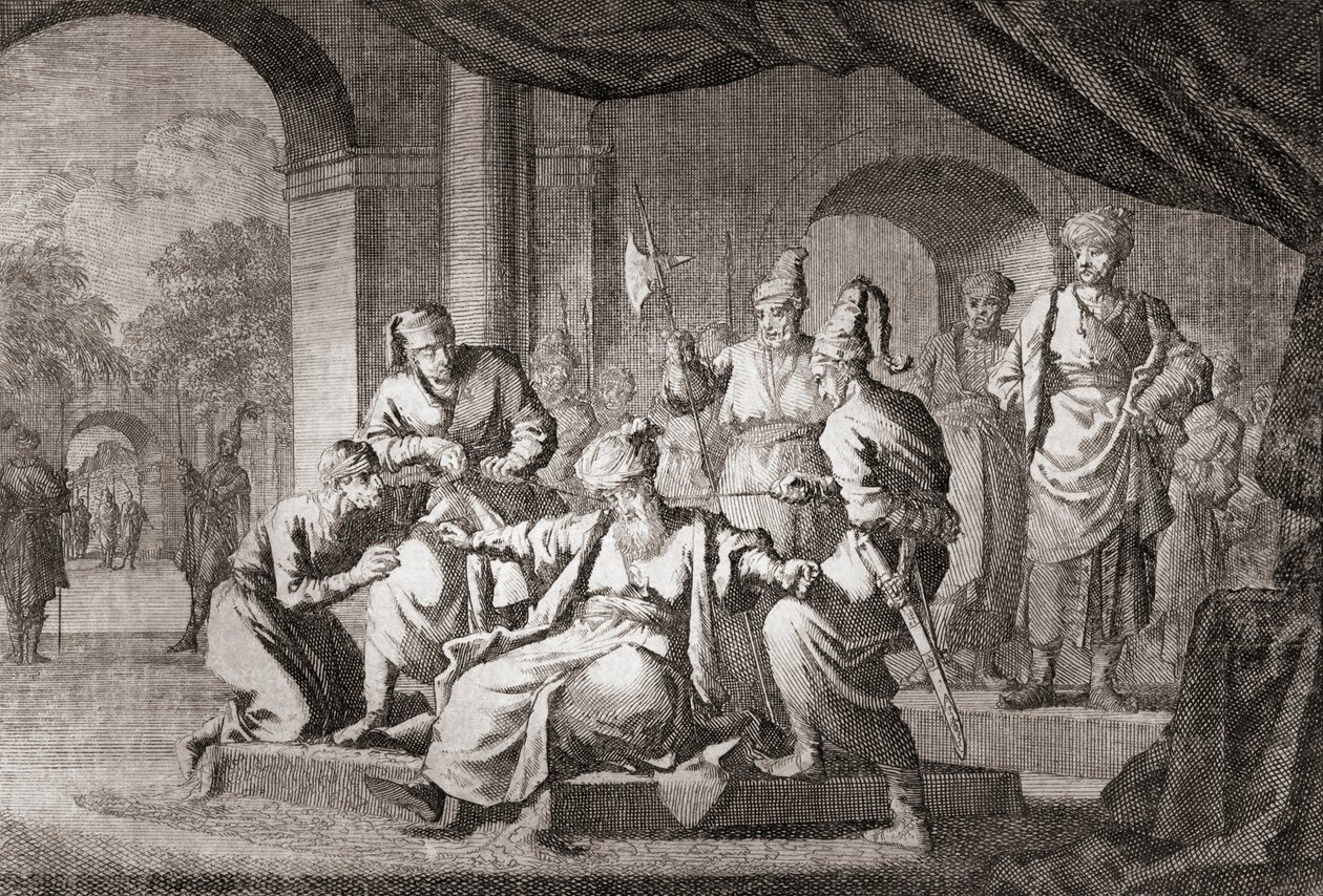 Noble étranglé avec une corde de soie. Empire ottoman (impression) - Caspar (after) Luyken