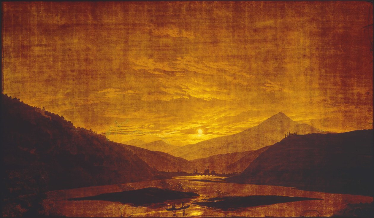 Paysage fluvial de nuit - Caspar David Friedrich