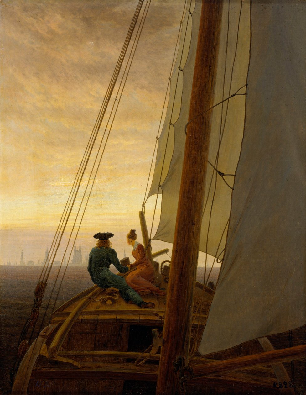 French : Sur un voilier On a Sailing Ship - Caspar David Friedrich