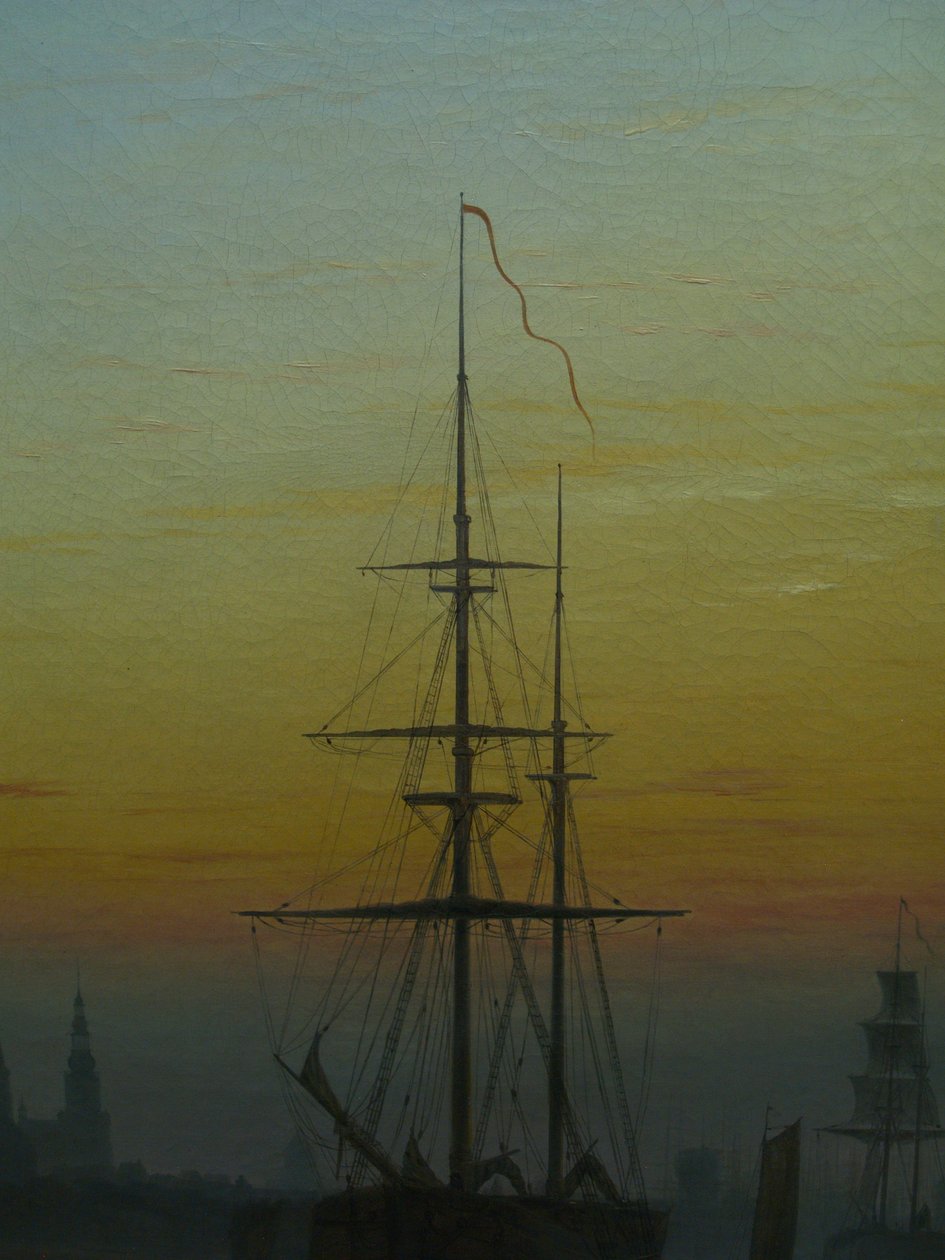 French : Le port de Greifswald The Port of Greifswald
 detail Alternative title(s) : Navires dans le port de Greifswald détail - Caspar David Friedrich