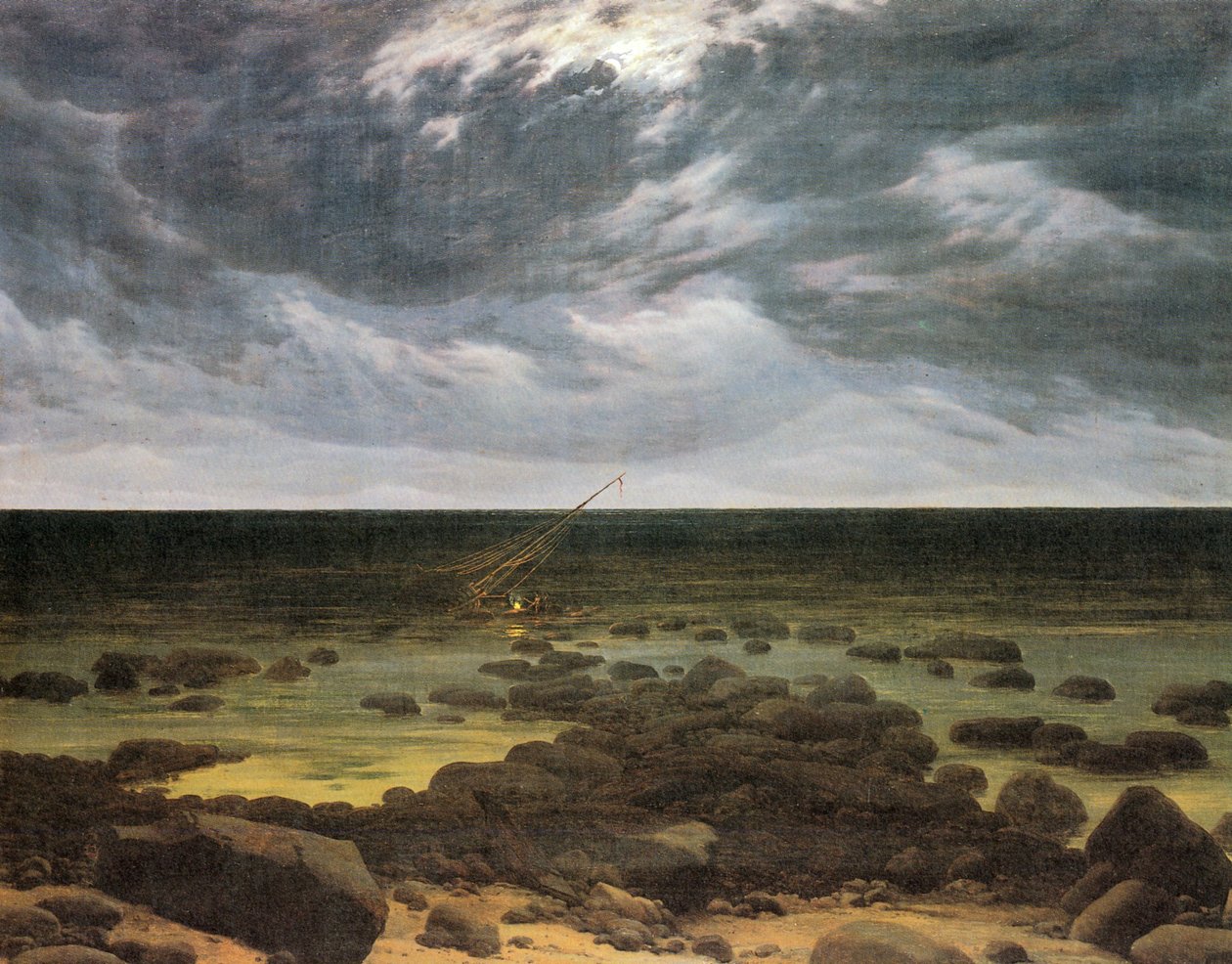French : Bord de mer au clair de lune Seashore by Moonlight - Caspar David Friedrich