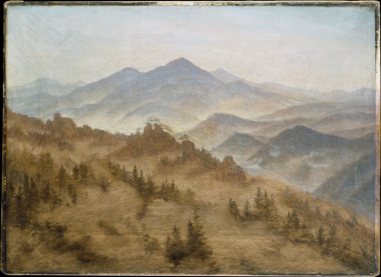 Montagnes dans le brouillard montant - Caspar David Friedrich