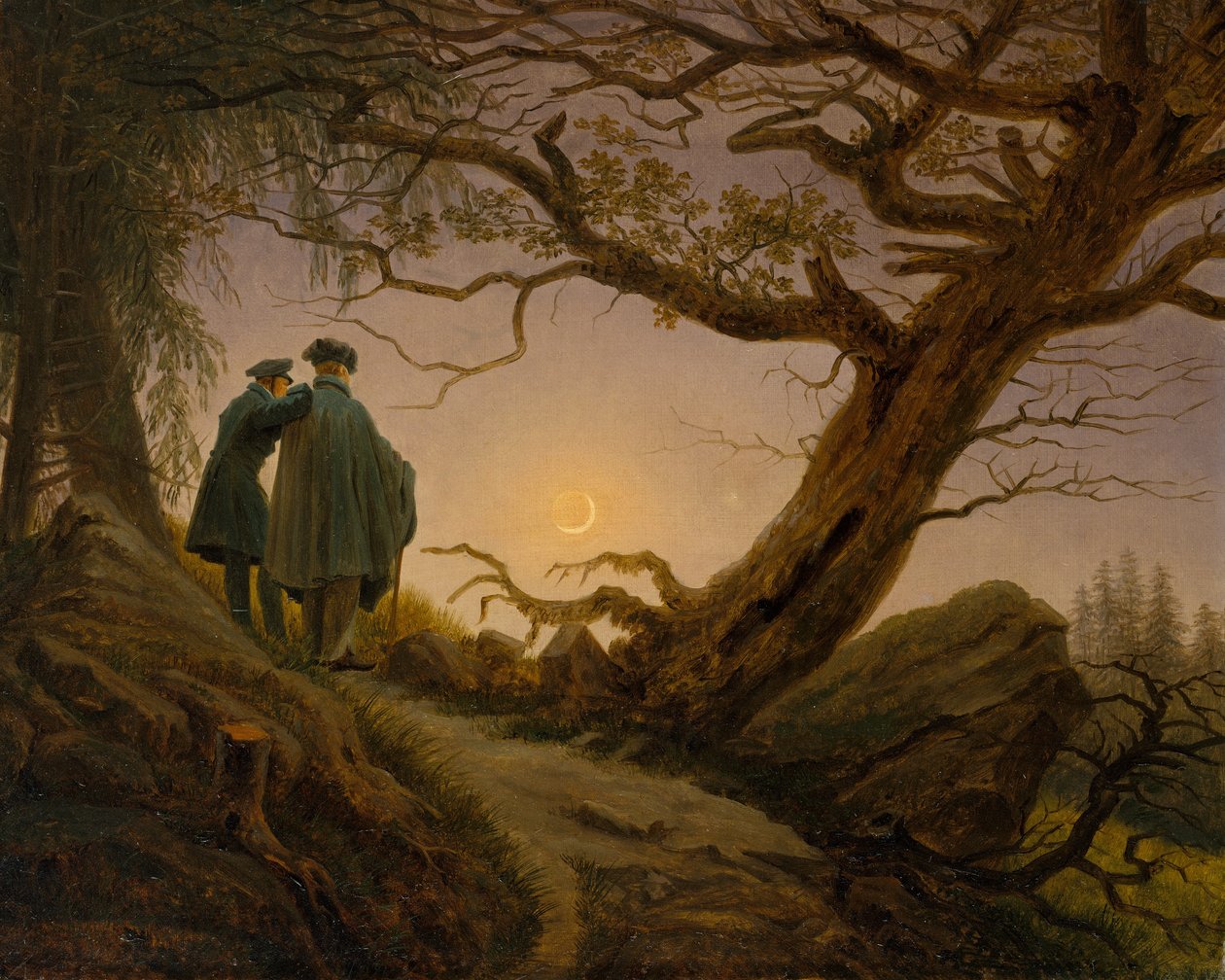 Deux hommes contemplant la lune - Caspar David Friedrich