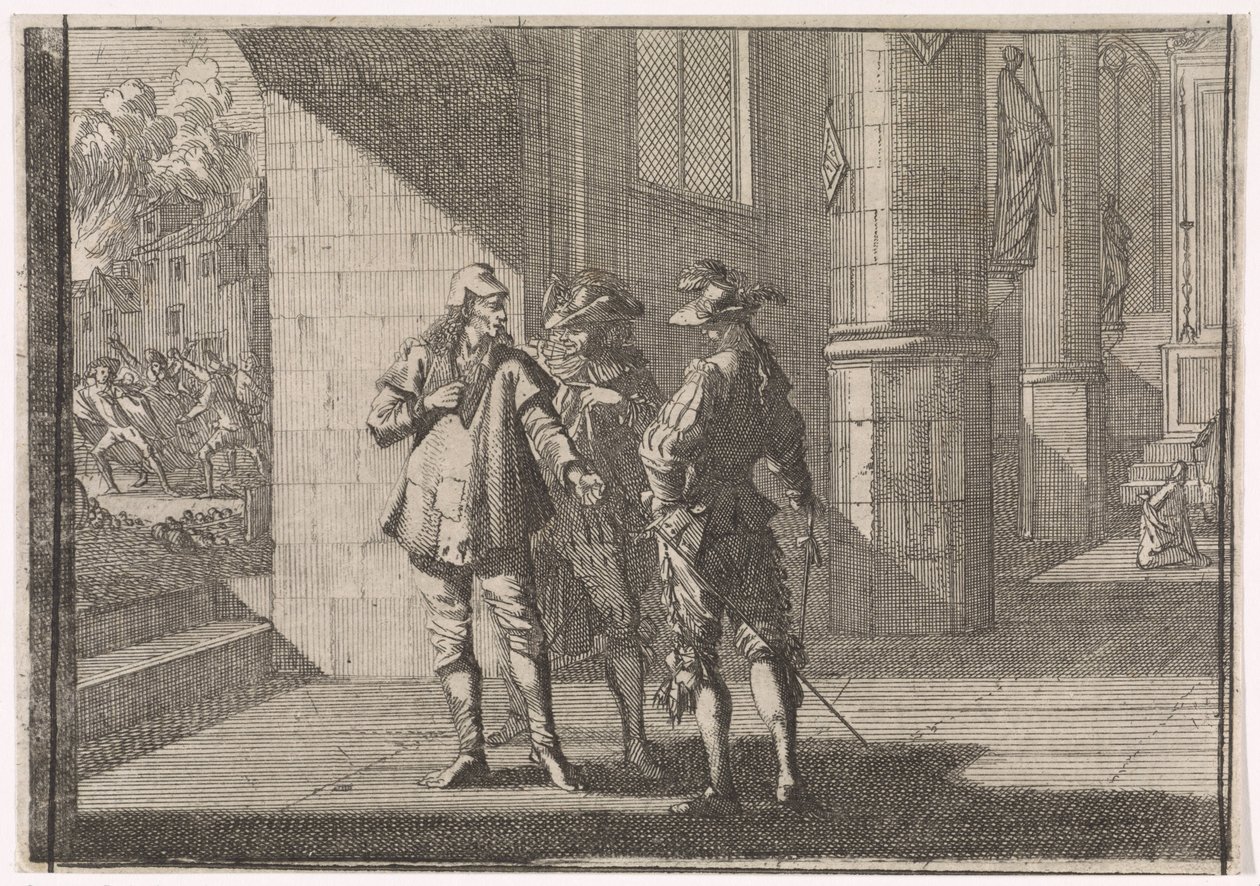 Masaniello parle avec deux nobles dans une église, 1647 - Caspar Luyken (attributed to)
