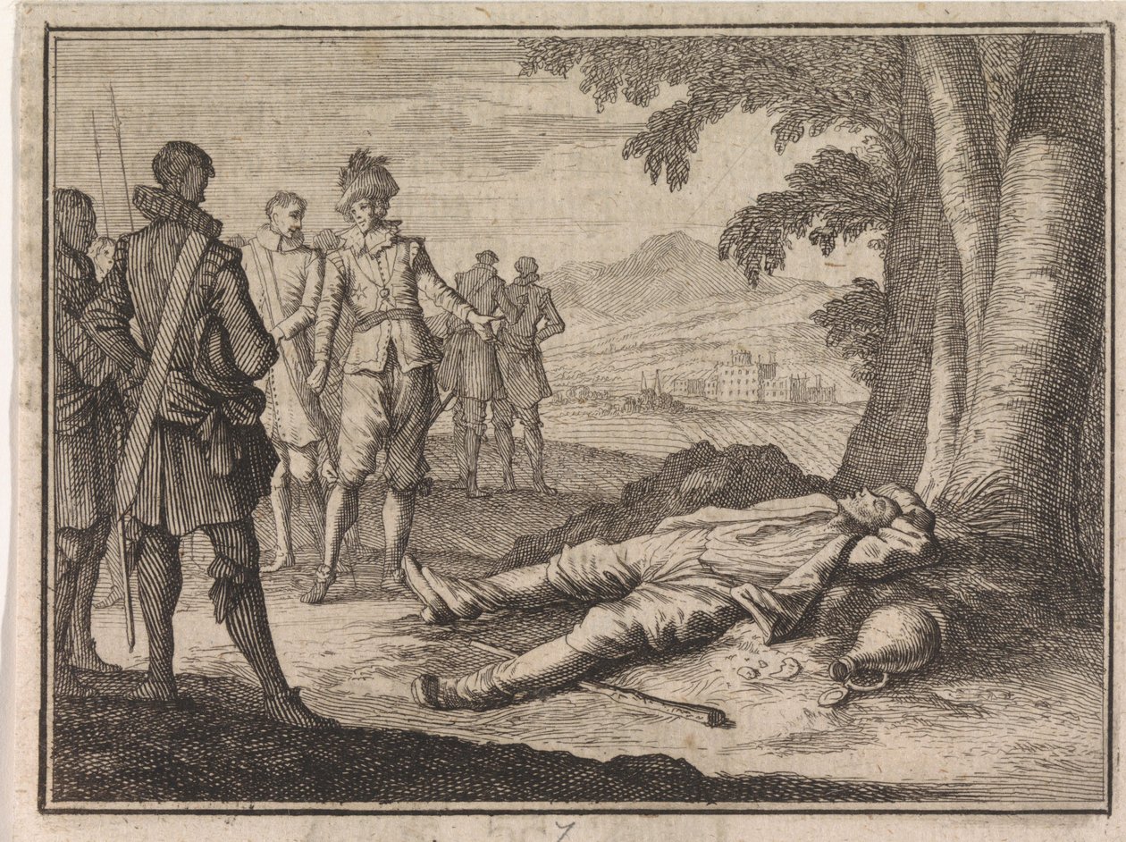 Philippe le Bon trouve un paysan ivre sous un arbre - Caspar Luyken
