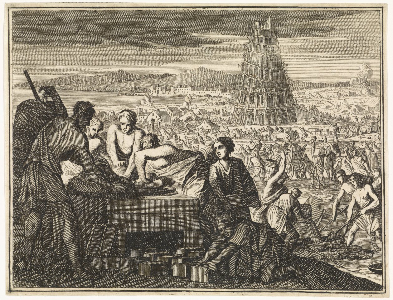 Fabrication de pierres pour la Tour de Babel - Caspar Luyken