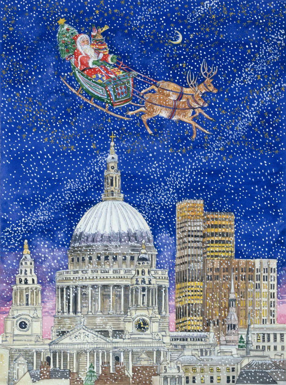 Père Noël survolant Londres - Catherine Bradbury