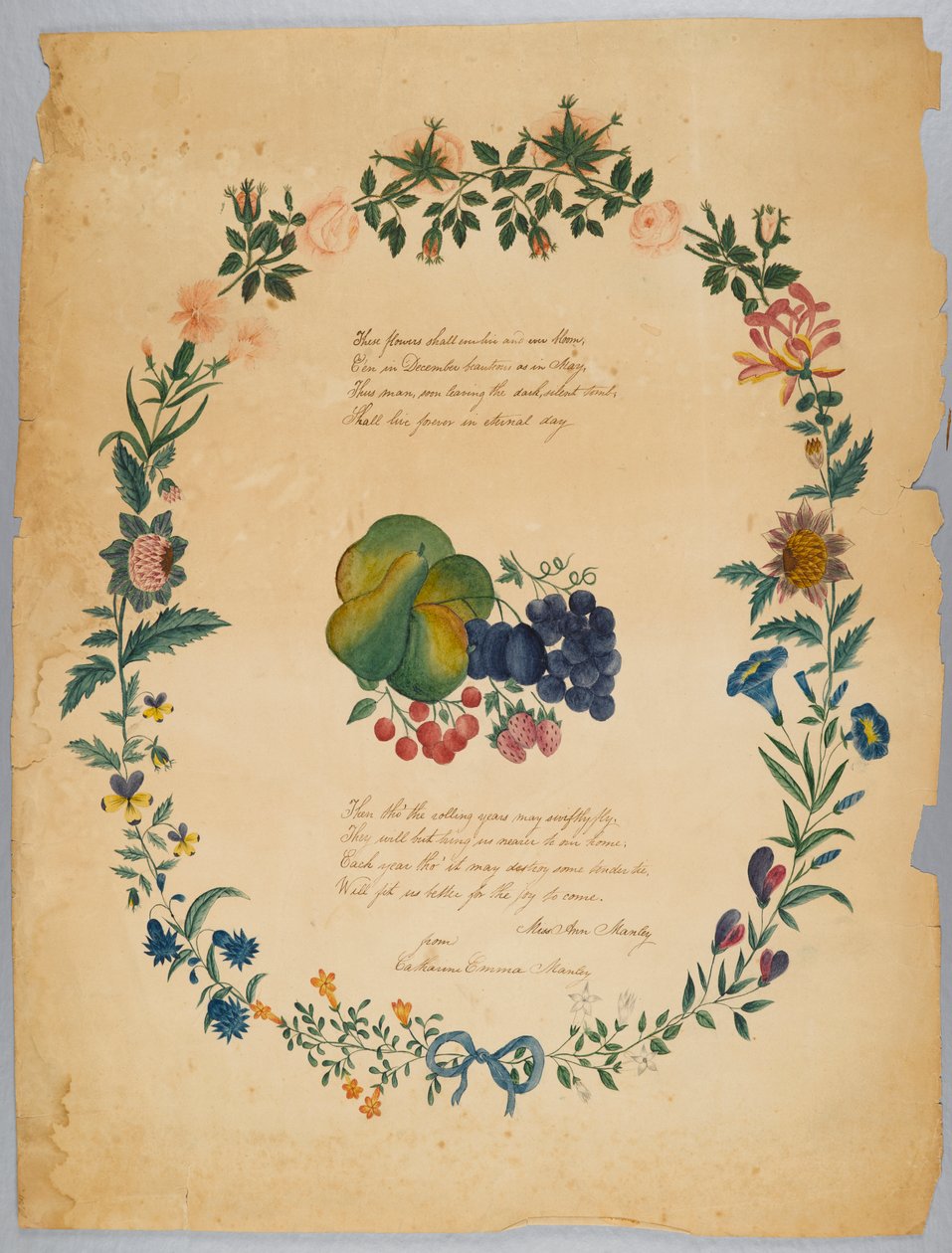 Sans titre (poème et couronne décorative) - Catherine Emma Manley