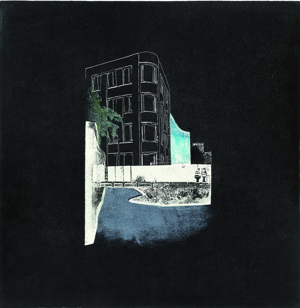 Sculpture et construction pour une ville en transition, 2016 (Linocut et PCB transfer etching) - Catherine Sutcliffe-Fuller