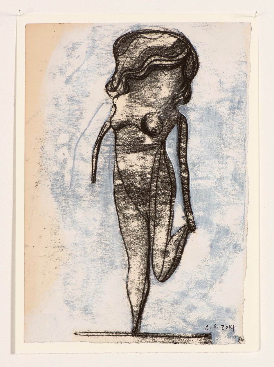 Poupée sur une jambe, 2014 (monoprint et peinture acrylique) - Cathie Pilkington