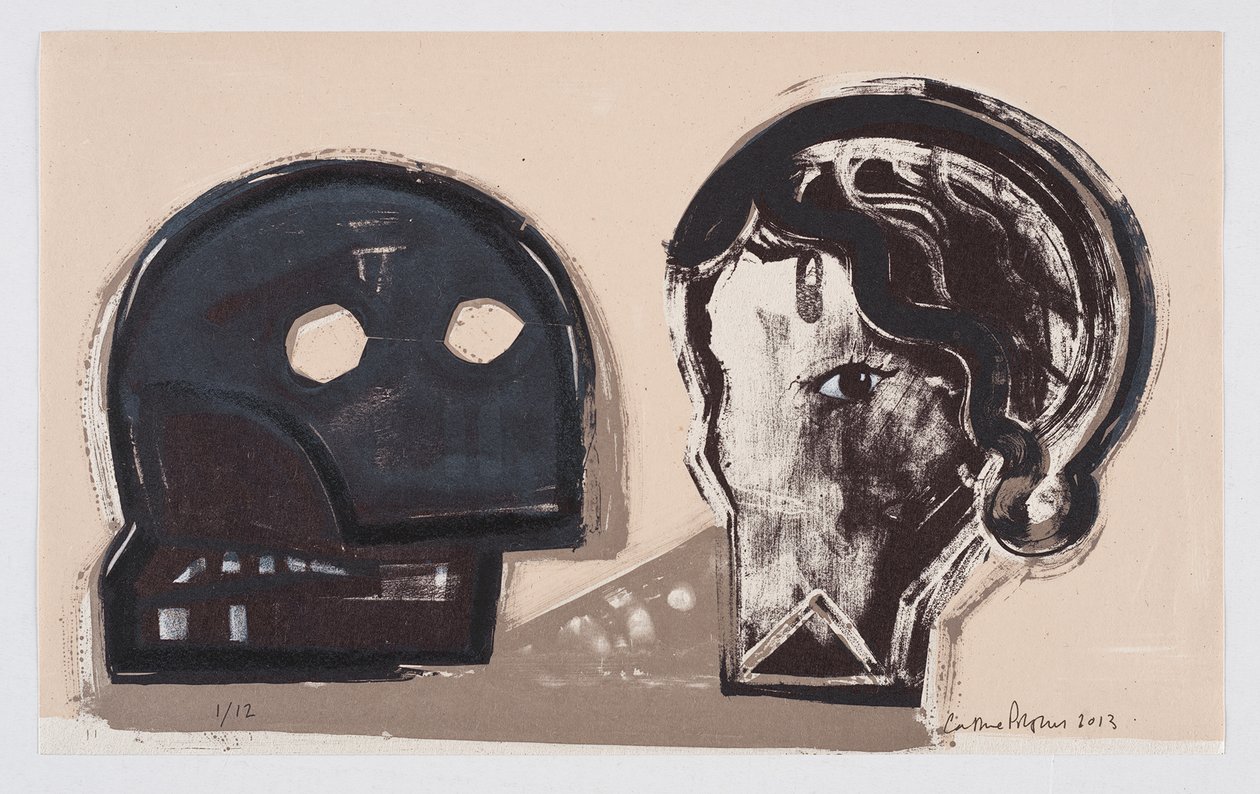 Looks 5, 2013 (lithographie avec coloriage à la main) - Cathie Pilkington