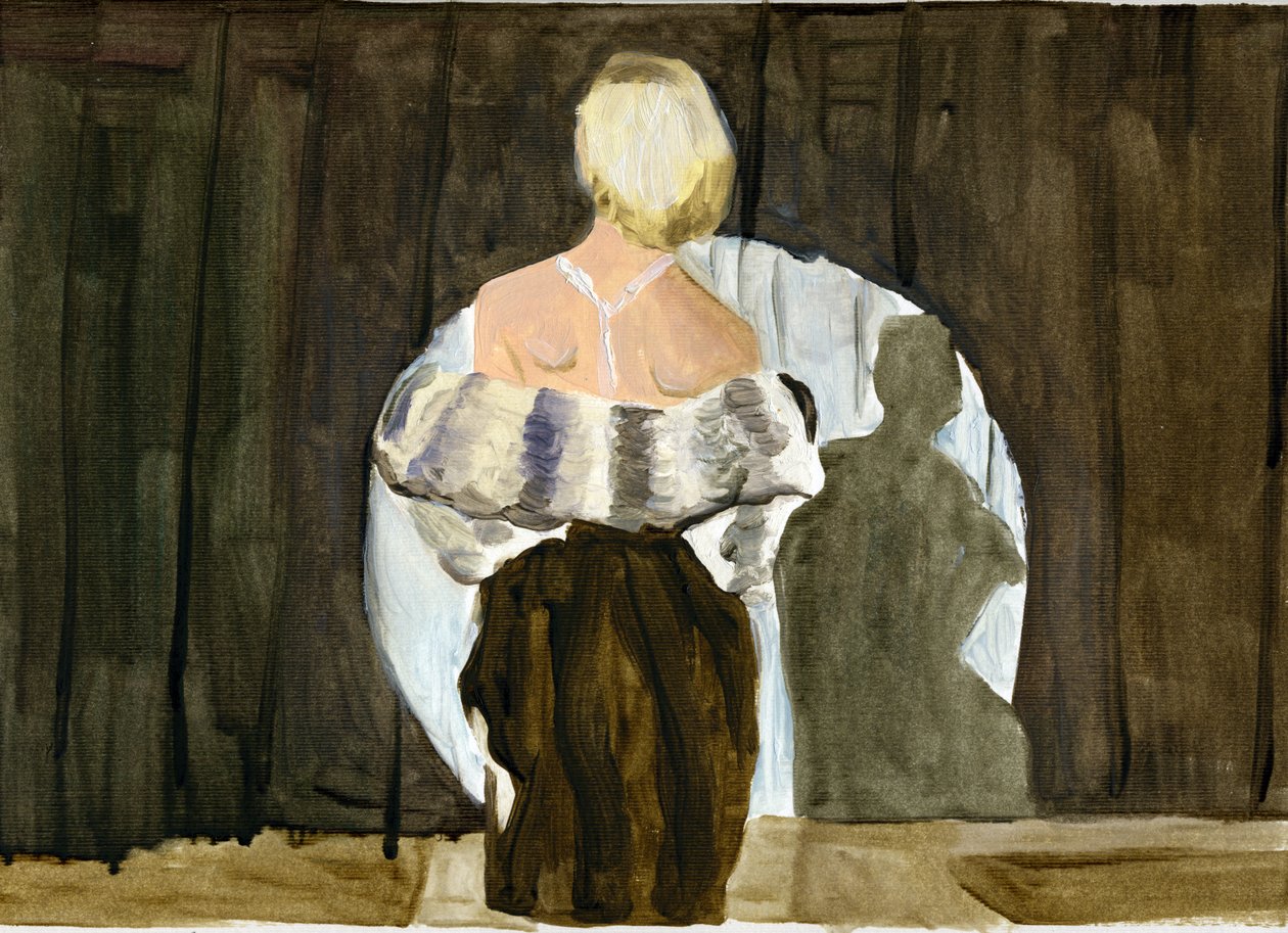 03.11.09 - La fourrure modelée dans leur appartement, 2009 (huile sur papier) - Cathy Lomax