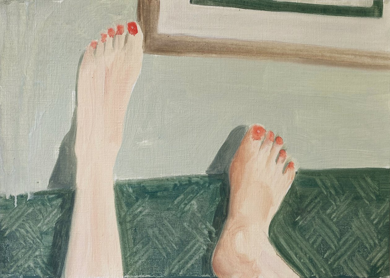 28.04.20 Elle était au téléphone, 2020 (huile sur papier) - Cathy Lomax