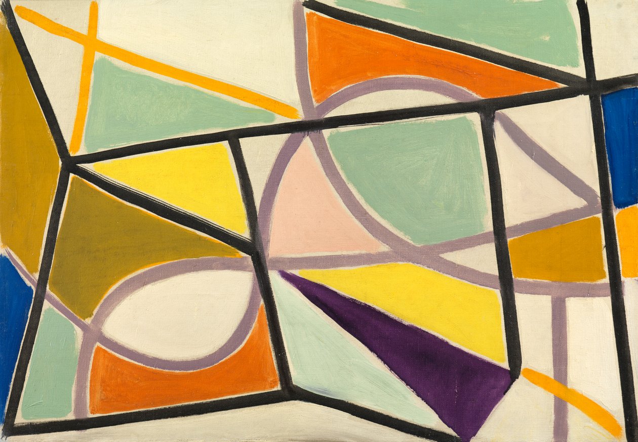 Composition, vers 1952 (huile sur toile) - Caziel Caziel
