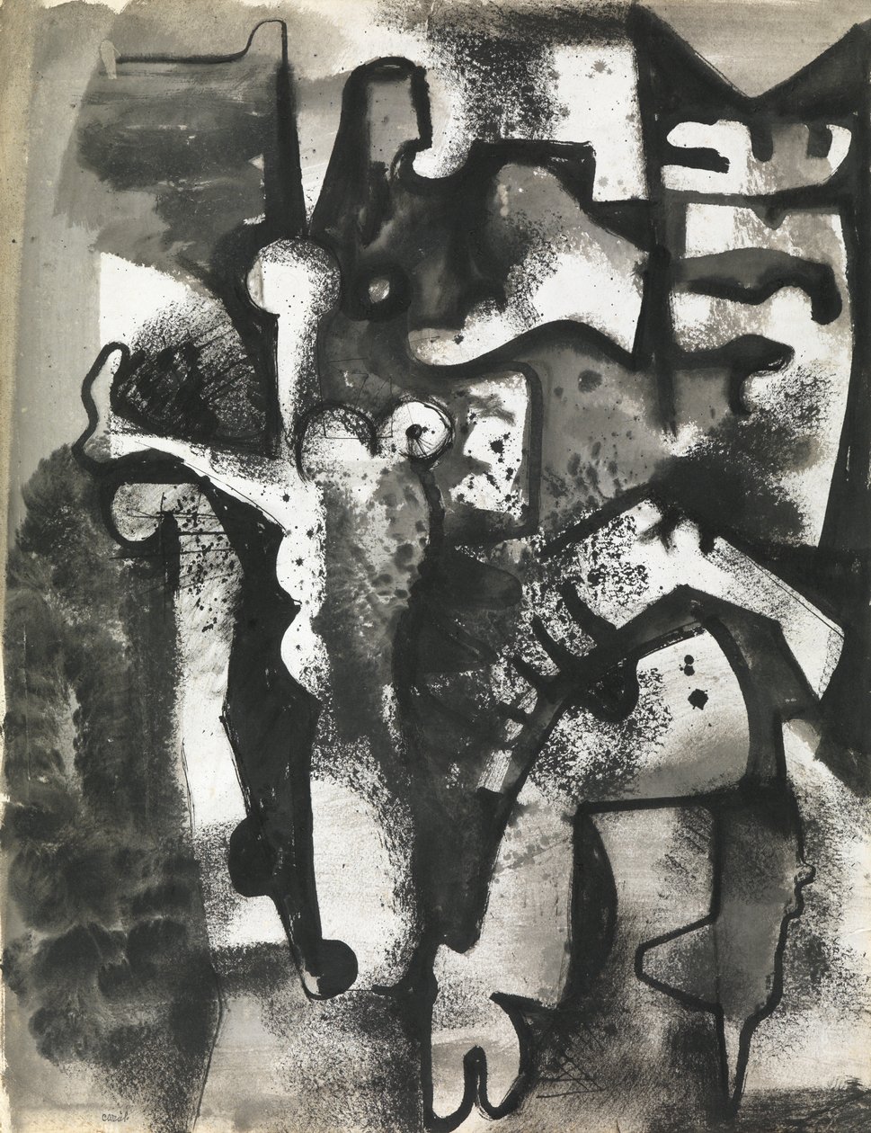 Figure Composition, vers 1951 (encre et lavis sur papier) - Caziel Caziel