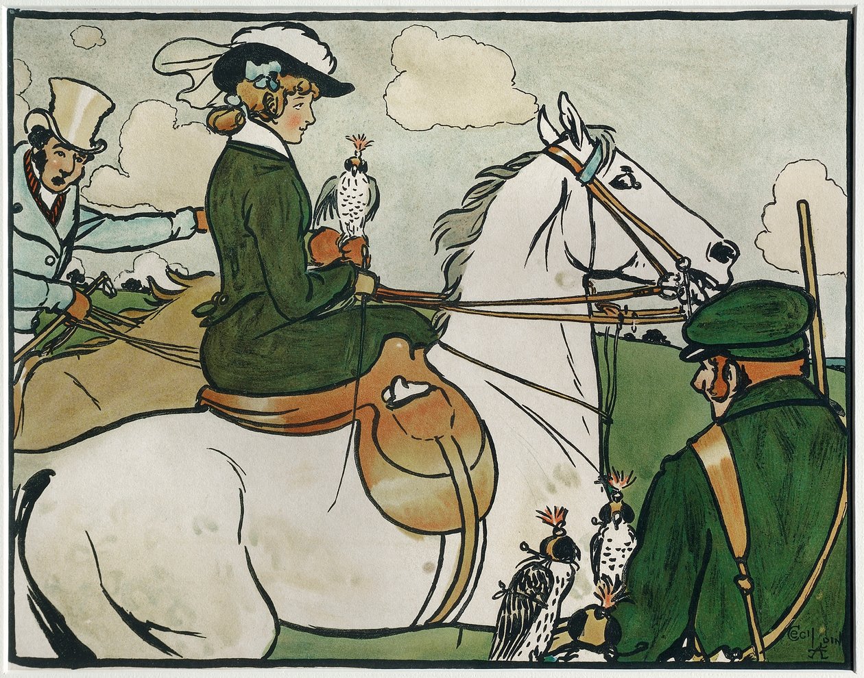 Anciens sports et jeux anglais : Fauconnerie - Cecil Charles Windsor Aldin