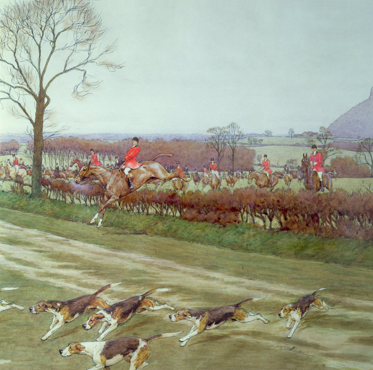 Le Cheshire - loin de Tattenhall (détail) - Cecil Charles Windsor Aldin