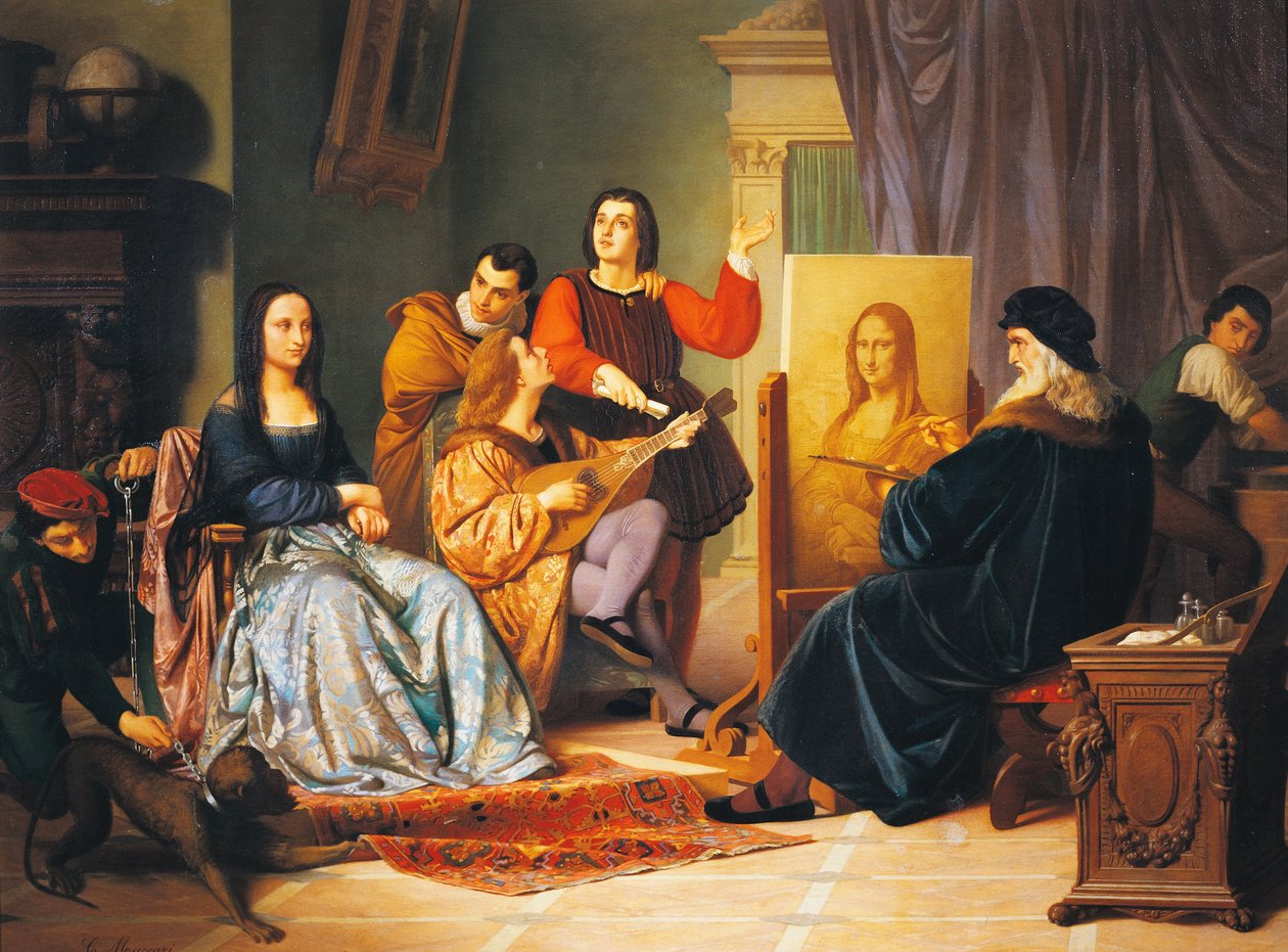 Leonardo da Vinci peignant la Joconde - Cesare Maccari