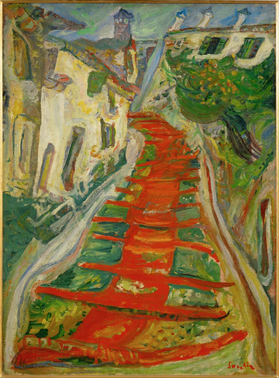 Escaliers rouges à Cagnes (peinture sur toile) - Chaim Soutine