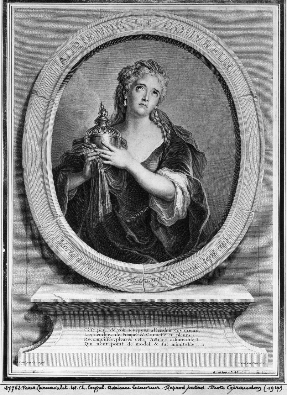 Adrienne Lecouvreur (1692-1730) gravée par Pierre Drevet - Charles Antoine Coypel