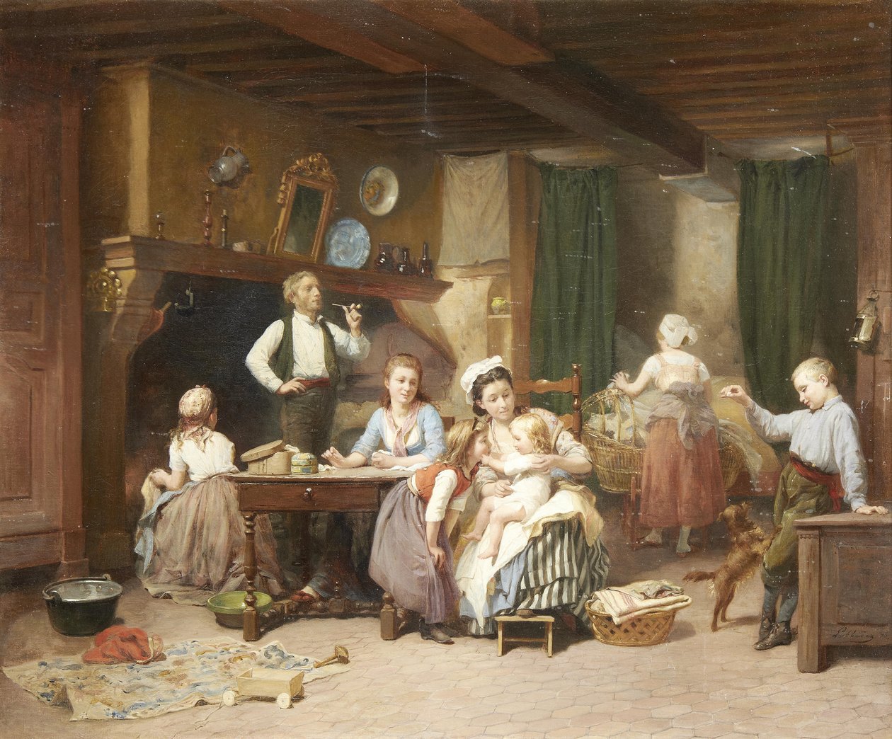 Temps en famille - Charles Auguste Romain Lobbedez