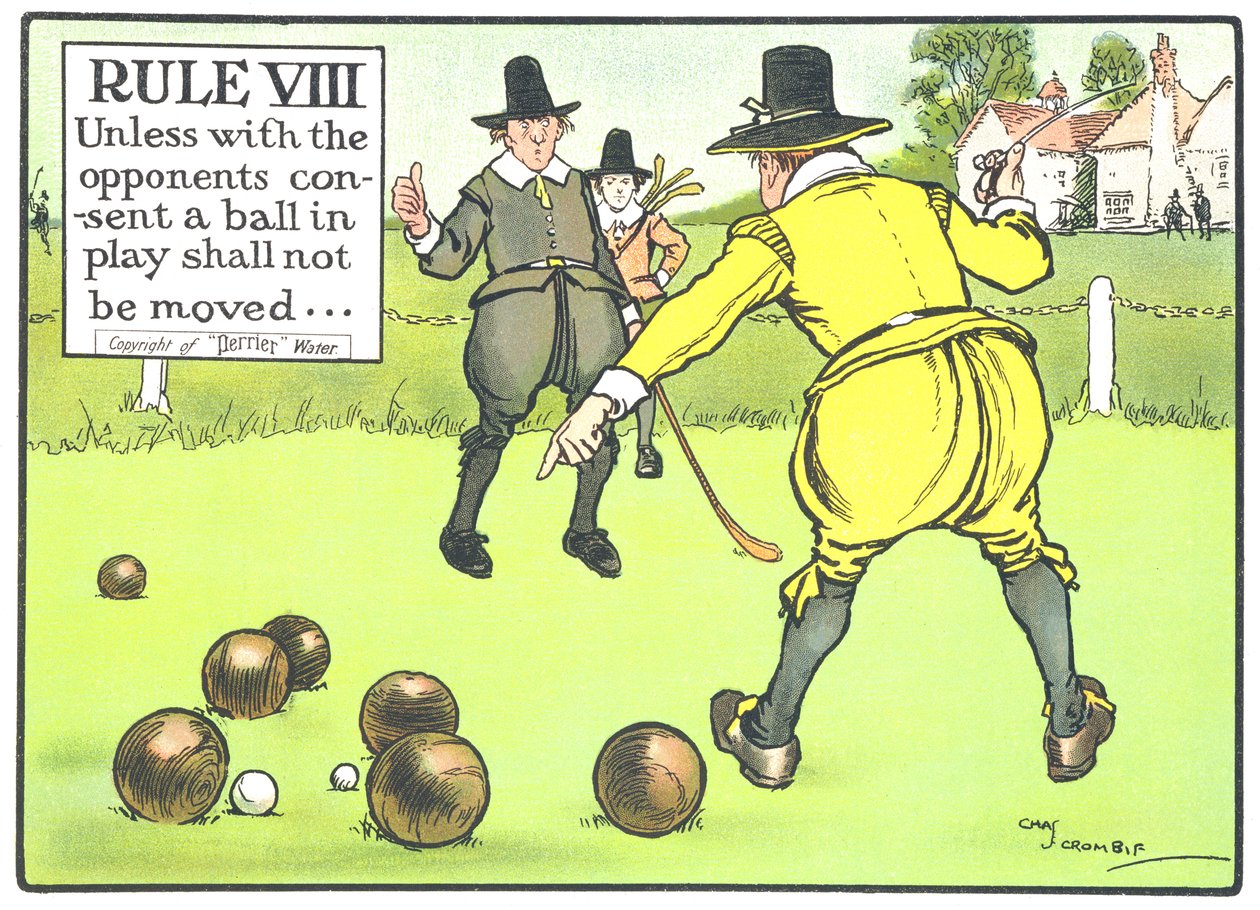 Règle VIII: Sauf avec le consentement des adversaires, une balle en jeu ne doit pas être déplacée..., extrait des 