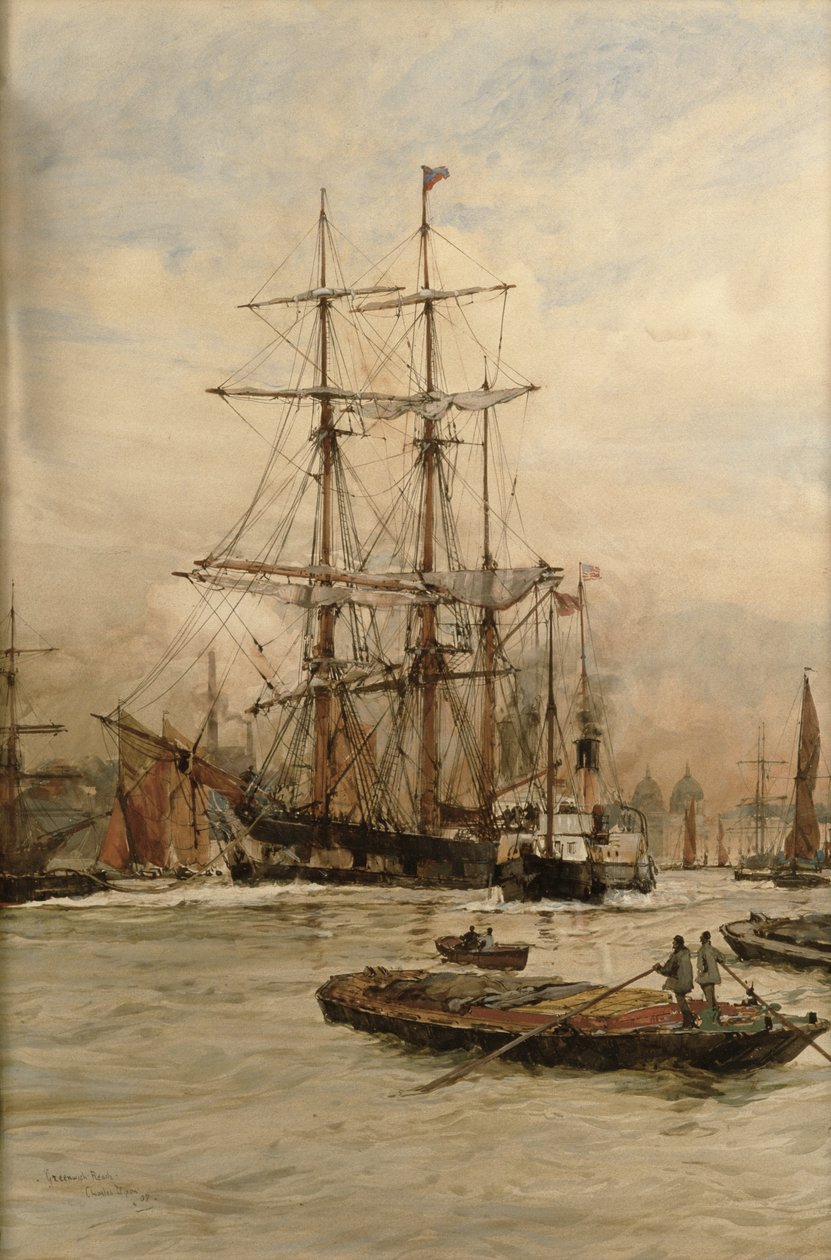 Sur la Tamise en dessous de Greenwich, c.1905 - Charles Edward Dixon