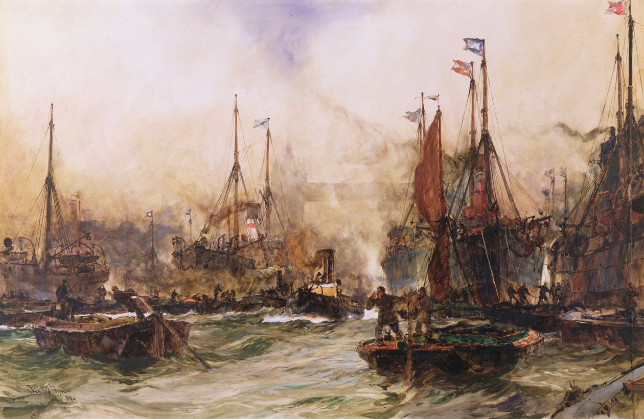 La Tamise à Tower Bridge - Charles Edward Dixon