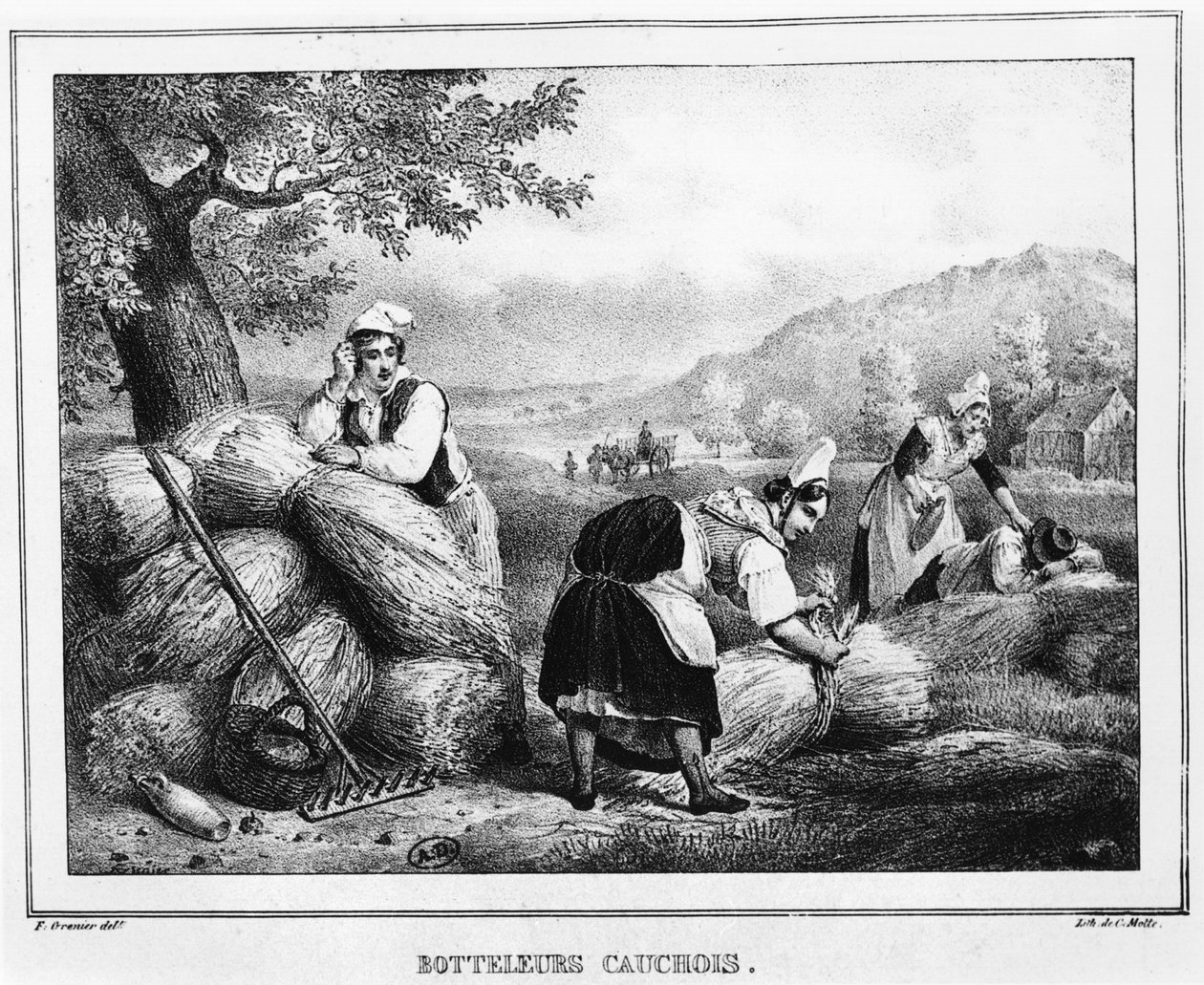 Les lieurs de gerbes, Pays de Caux, Normandie - Charles Etienne Pierre Motte