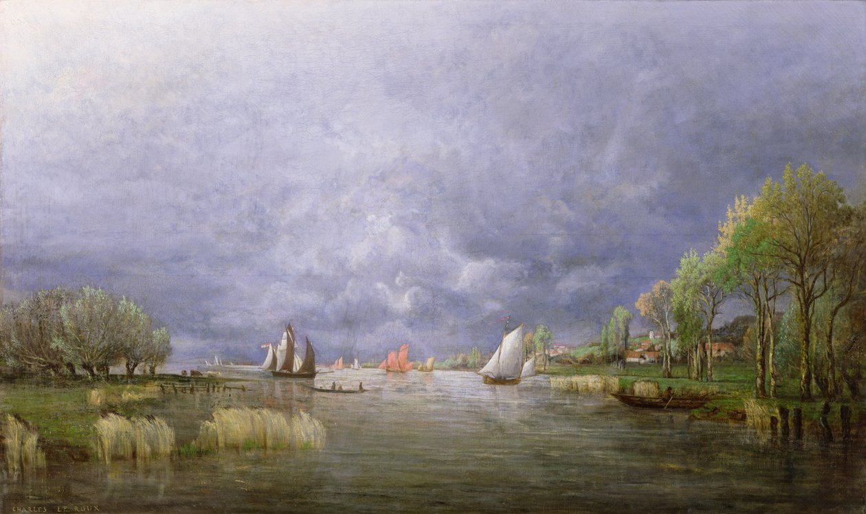 Rives de la Loire au printemps, effet de tempête, 1857 - Charles Leroux