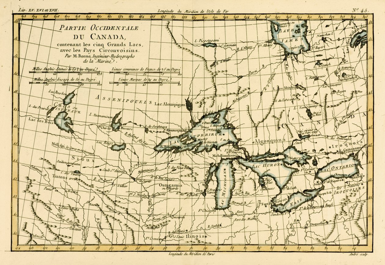 Canada occidental, y compris les Cinq Grands Lacs, de 
