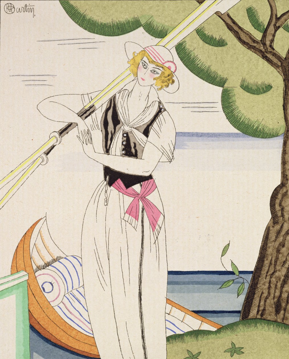 Femme descendant de son bateau - Charles Martin