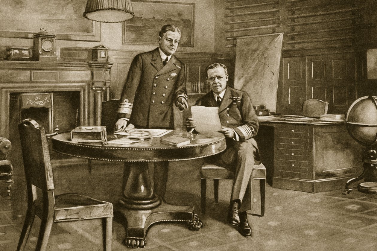Le centre nerveux de la marine : Sir Eric Geddes et Sir Rosslyn Wemyss dans la salle du Premier Lord de la Mer - Charles Mills Sheldon