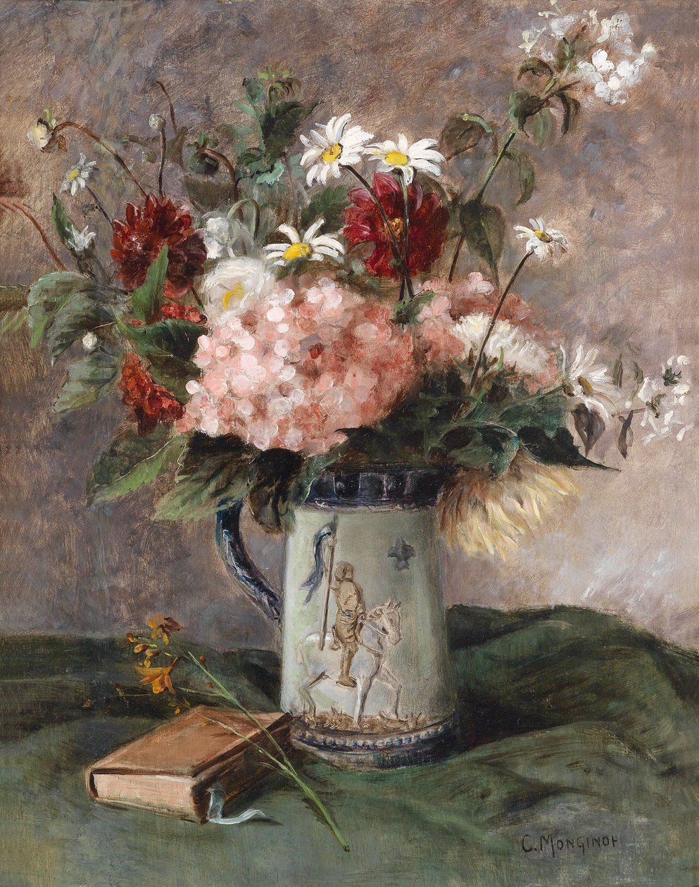 Composition florale avec livre - Charles Monginot