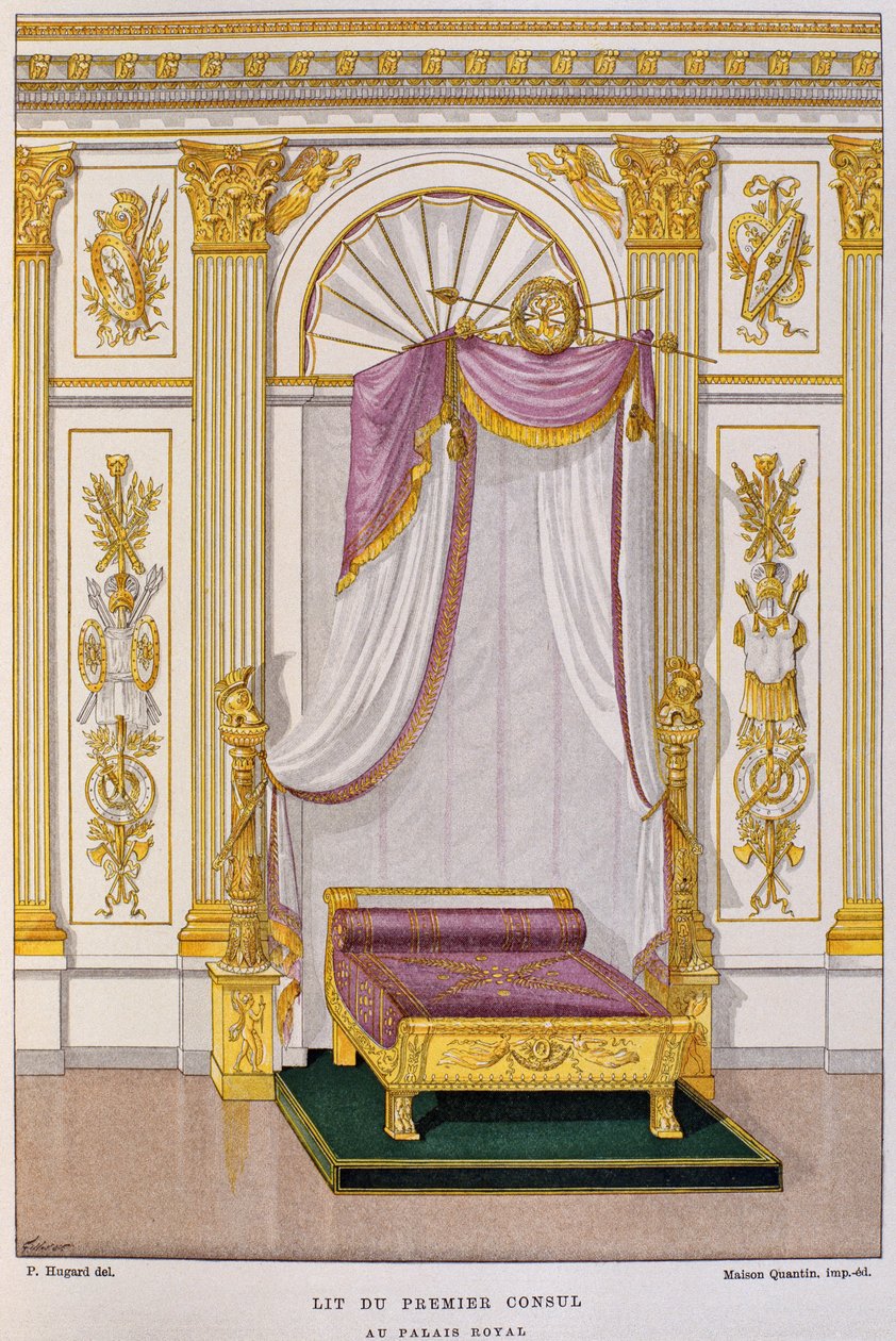 Lit de Napoléon Ier Bonaparte (1769-1821) Premier Consul au Palais Royal, illustration du 