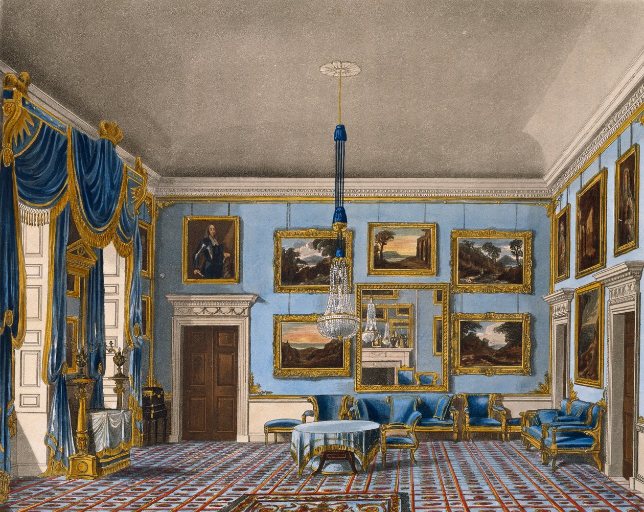 Salle en velours bleu, gravure de Daniel Havell (1785-1826), d