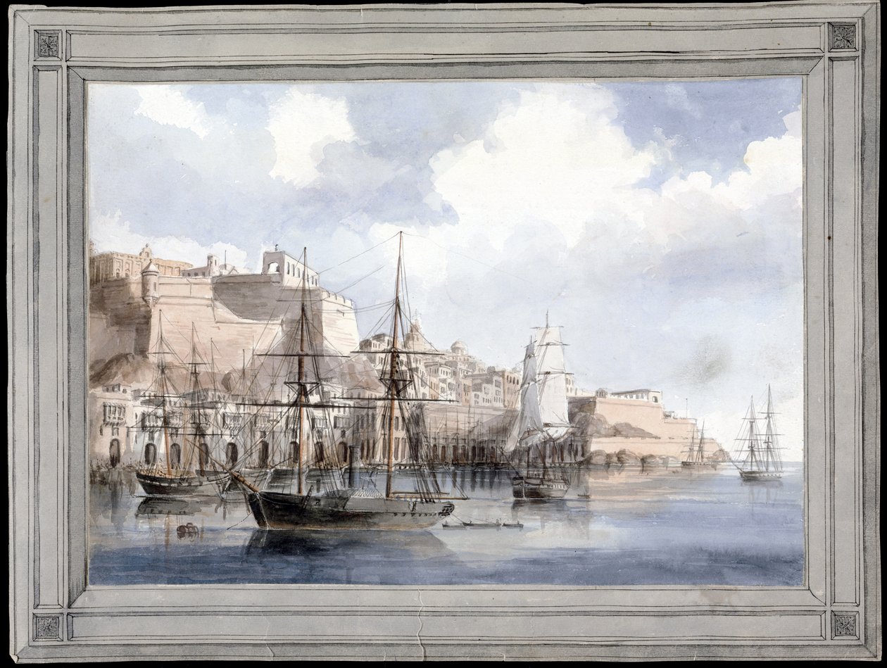Vue de Malte (le grand port de la Valette avec le fort Sant Angelo) - Charles Andrew Dyce