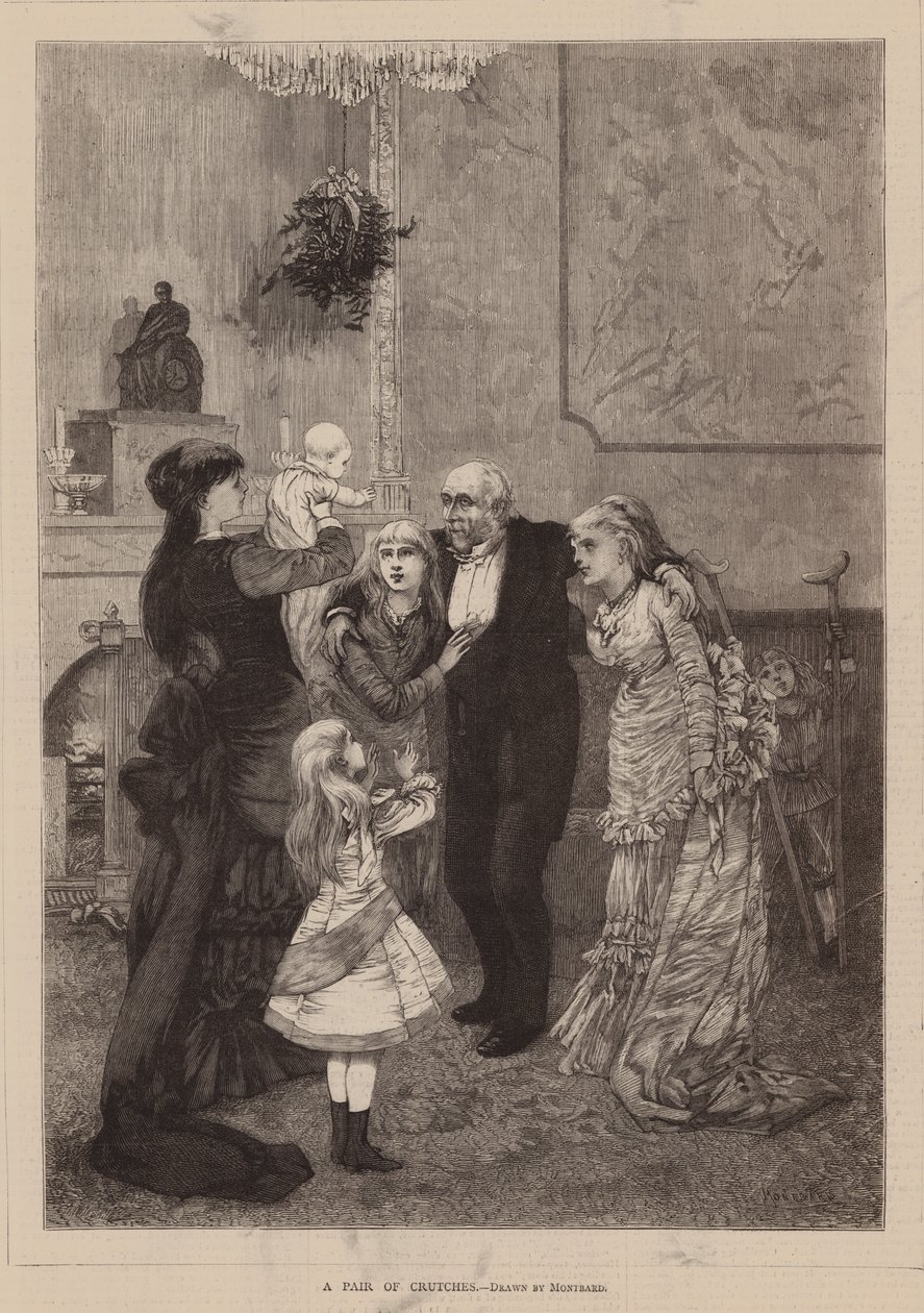 Une paire de béquilles (gravure) - Charles Auguste (1841-1905) (after) Loye