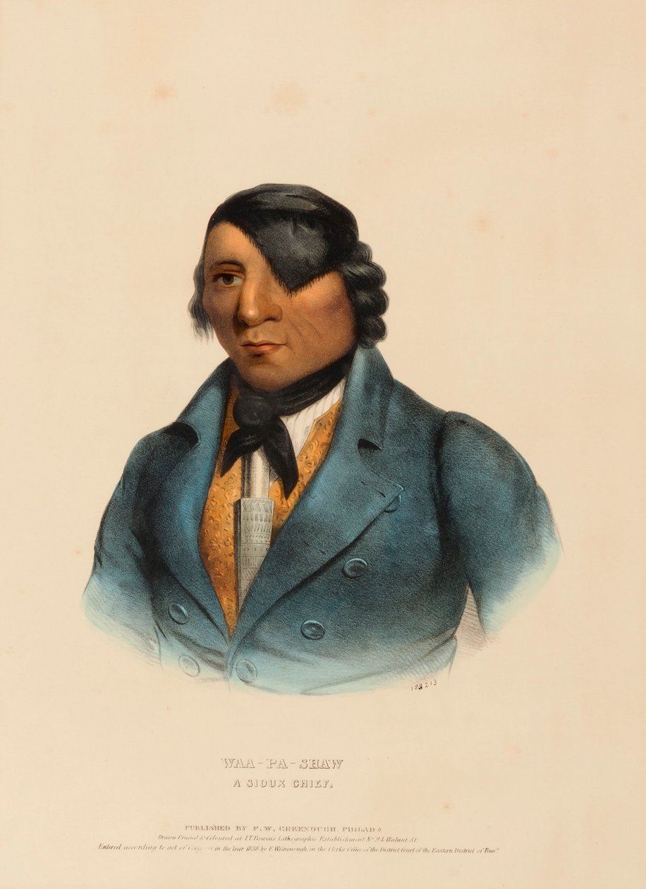 WAA-PA-SHAW. A SIOUX CHIEF, extrait de History of the Indian Tribes of North America (Histoire des tribus indiennes d
